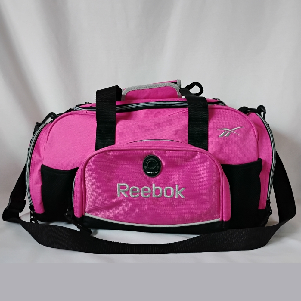 Women's Large Reebok Pink & Black Crossbody Gym Shoes Workout Duffel Bag Travel